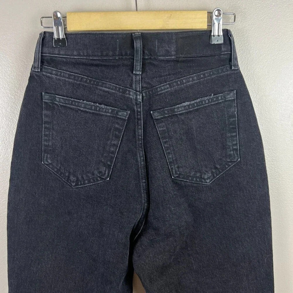 Abercrombie & Fitch Dad High Rise Jeans Size 0/25 Short Black Criss Cross Waist - Picture 8 of 10